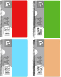 PAPERLAND Caiet A4 cu spira Paperland, 80 file, 70g/mp, dictando, coperta plastic, Diverse culori (PP-24000390)