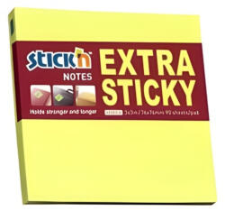 STICK'N Notes autoadeziv extra-sticky, 76 x 76 mm, 90 file, Stick'n, Galben neon (HO-21670)