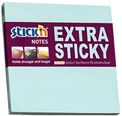 STICK'N Notes autoadeziv extra-sticky, 76 x 76 mm, 90 file, Stick'n, Albastru pastel (HO-21663)
