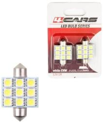 4Cars LED izzó 9LED 12V Festoon 5050SMD T11x36mm, 2db (92490)