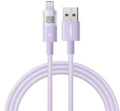Baseus DISPLAY II adatkábel (USB - lightning, 2.4A, gyorstöltő, cipőfűző, LED kijelző, 100cm) LILA (181026)