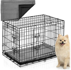 Pethaus Beltéri kutyakennel, Pethaus PH-200, fekete, 75, 5 x 47, 5 x 54 cm, összecsukható, 2 ajtós, acél váz, kivehető műanyag tálca, hordfogantyú, kistestű kutyáknak, S méret, kényelmes fekhellyel (TE620000-
