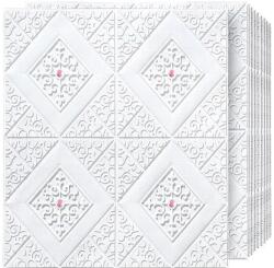 HOZRO 50 x HOZRO öntapadós 3D tapéta, absztrakt mintás, falra és mennyezetre, 24, 5 négyzetméter területet fed le, modern dizájn, nagyon könnyen felszerelhető, fehér rombusz (TAPET79A-50BUC)