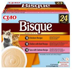 Inaba Foods Cat Ciao Bisque Válogatás 24x40g - csirkés, marhahúsos és halas krémleves keverék macskáknak