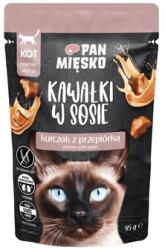 Pan Mięsko PAN MIĘSKO Kockák szószban Csirke fürjjel nedves macskaeledel 85 g
