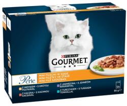 PURINA Perle Mini fileciki w sosie 12x85g pulyka, kacsa, bárányhús és tonhal, nedves macskaeledel