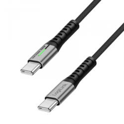 LogiLink USB 3.2 Gen2x2 Type-C apa-apa adat- és töltőkábel 20Gbps, 100W fekete 1m (CU0432) (CU0432)
