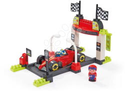 Ecoiffier Építőkészlet Forma-1-es autóval a megállóban Pit Stop Formula 1 Abrick Écoiffier figurával 18 hó-tól (ECO3360)