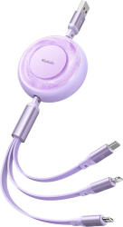Mcdodo Cablu 3 in 1 Mcdodo USB la compatibil Lightning, MicroUSB si Type-C Super Fast Charging, 66W, 1.2m, Mov (ca-3731)