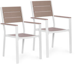 Homelux Set de 2 scaune de grădină cu cadru metalic, scaun din plastic alb (YC-051KD-3-5)
