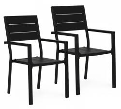 Homelux Set de 2 scaune de grădină cu cadru metalic și scaun din plastic negru (YC-051KD-1)