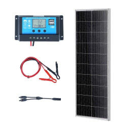 Vevor 100W monokristályos napelem készlet 12V töltésvezérlővel lakóautóhoz és szigetüzemű rendszerekhez (NAPELEM_197988265184)