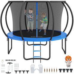 VEVOR Kerti trambulin biztonsági hálóval 305 cm átmérővel beltéri/kültéri gyermek trambulin 150 kg teherbírású