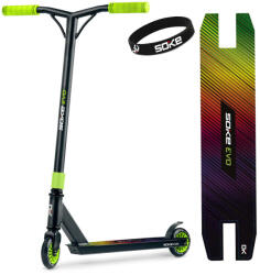 SOKE Evo Kaszkadőr Roller Fekete/Zöld - 83cm, 10cm 88A Pu Kerekek, ABEC-9 Csapágy, Y Kormány, Flex Fender Fék, Tripla Alumínium Bilincs, Maximum 100kg