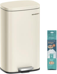 SONGMICS 30L pedálos szemeteskuka soft-close fedéllel és belső vödörrel homokbézs (EUZ-LTB03A02)