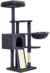 FEANDREA Többszintes Macska Bútor 135 cm Plüss Kaparófa Mosható Pihenővel és Barlangággal Sötétszürke (EUZ-PCT132G01)