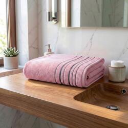  Zara frottír törölköző, rózsaszín csíkos szegéllyel, 70x140cm (040001-ZARA10000N)