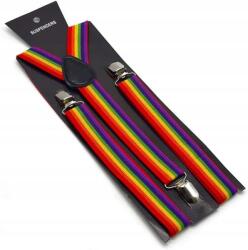  Többszínű szivárványos, rugalmas nadrágtartó 3 fémcsattal. Unisex