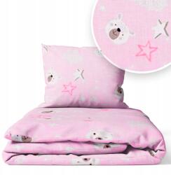 Ankras Gyerek Ágyneműhuzat, 120x160 50x70, Rózsaszín Macifejek, 100% Pamut (P-2 160/120 50/70 MISIE GŁÓWKI RÓŻOWE)