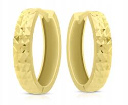 Tessoria Arany Fülbevaló 585-ös Karikák Gyémántcsiszolással, Fényes Női Kör Fülbevaló (218117)