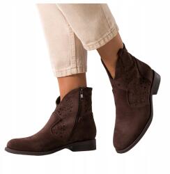  Csokoládé Bokacsizma Női Lapos Áttört Felsőrész Kényelmes Velúr R 40 (7105900000402)