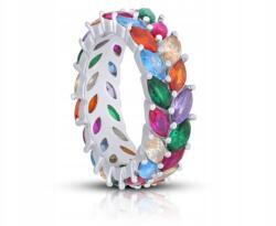 Tessoria Ezüst Gyűrű Színes Cirkóniákkal Körben Széles Karika 15-ös méret 925-ös finomságú (219428)