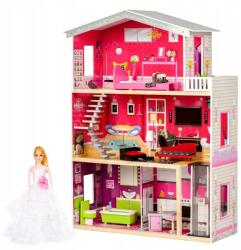 ECOTOYS Nagy fa babaház lifttel Malibu rezidencia Ecotoys (DUŻY DREWNIANY DOMEK DLA LALEK Z WINDĄ LALKA)