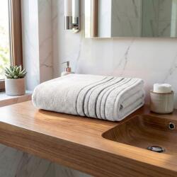  Zara frottír törölköző, fehér, csíkos szegéllyel, 70x140cm (040001-ZARA10000S)