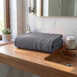  Zara frottír törölköző, sötétszürke, csíkos szegéllyel, 70x140cm (040001-ZARA10000K)