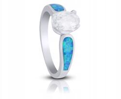 Tessoria Ezüst Gyűrű Kék Opállal és Cirkóniával, 15-ös méret, 925-ös finomságú (219443)