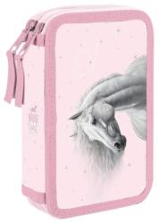 KARTON P+P Horse Romantic Premium Light kétrekeszes tolltartó lányoknak, felszerelés nélkül, rózsaszín, lovas