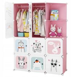 Hurtnet HÖGLER Moduláris Push-Fit Cuki gyerek gardróbszekrény, rózsaszín, 144 x 112 x 37 cm, 12 modul (3906)