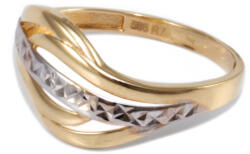 Ékszershop Bicolor vésett hullámos arany gyűrű (1317854)