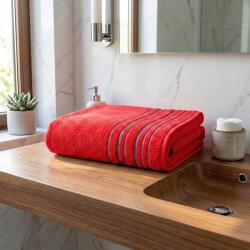  Zara frottír törölköző, piros, csíkos szegéllyel, 70x140cm (040001-ZARA10000D)