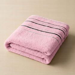  Zara frottír törölköző, rózsaszín csíkos szegéllyel, 50x100cm (8596132076577)