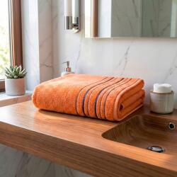  Zara frottírtörölköző, lazacszínű, csíkos szegéllyel, 70x140cm (040001-ZARA10000L)