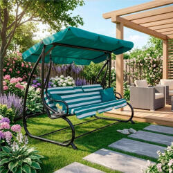 mx Kerti hintaágy, kékeszöld-csíkos (Acélrácsos) (mx204)