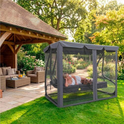 mx antracit Kerti hintaágy szúnyoghálóval, acélrácsos (3 személyes) (mx206)