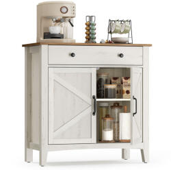 VASAGLE Tálalószekrény magasságban állítható polccal, 40 x 80 x 80 cm, fehér és mézbarna