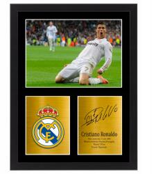 BELATONI Cristiano Ronaldo Dedikált falikép Real keretben 30x20 cm (Cristiano Ronaldo Real autograf 30x20 cm)