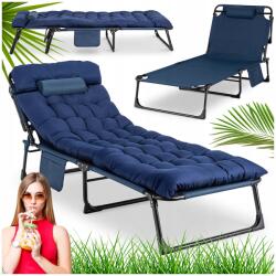 Mebel Elite Kerti napozóágy Turista összecsukható napozóágy Venus sötétkék (Fotel Do Salonu z Materacem Tkanina)