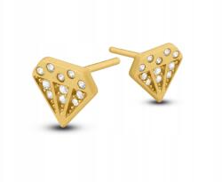 Tessoria Arany fülbevaló 585-ös, gyémántokkal, stekkeres, cirkónia kövekkel (178739)
