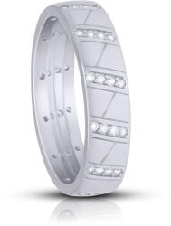 Tessoria Ezüst gyűrű 925 Strassz Széles Női karikagyűrű 20-as (217411)