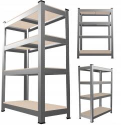 GardenLine Könyvespolc 4 Szintes Tároló Fém Garázs 150x70x30 Polc Teherbírás 150 Kg (GWI7792)