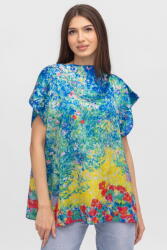 Shopika Summer Bluza de vara tip poncho din matase cu imprimeu pictural Talie unica