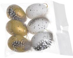  Oua plastic color+pene pentru decoratiuni florale set 6 buc (45237)