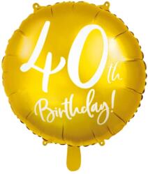 Fólia lufi Happy Birthday 40. évszám króm arany 45 cm (5902230720268)
