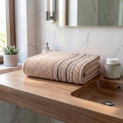  Zara frottír törölköző, bézs, csíkos szegéllyel, 70x140cm (040001-ZARA10000P)