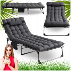 Mebel Elite Kerti napozóágy Turista Összecsukható napozóágy Ágy Szürke Venus (Fotel Do Salonu z Materacem Tkanina)