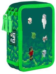 KARTON P+P Penar cu trei compartimente pentru copii, fără rechizite - model Minecraft Playworld , Oxybag Penar